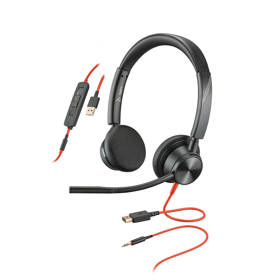 Casque stéréo Poly Blackwire C3225 – USB-C, USB-A et Jack 3,5 mm